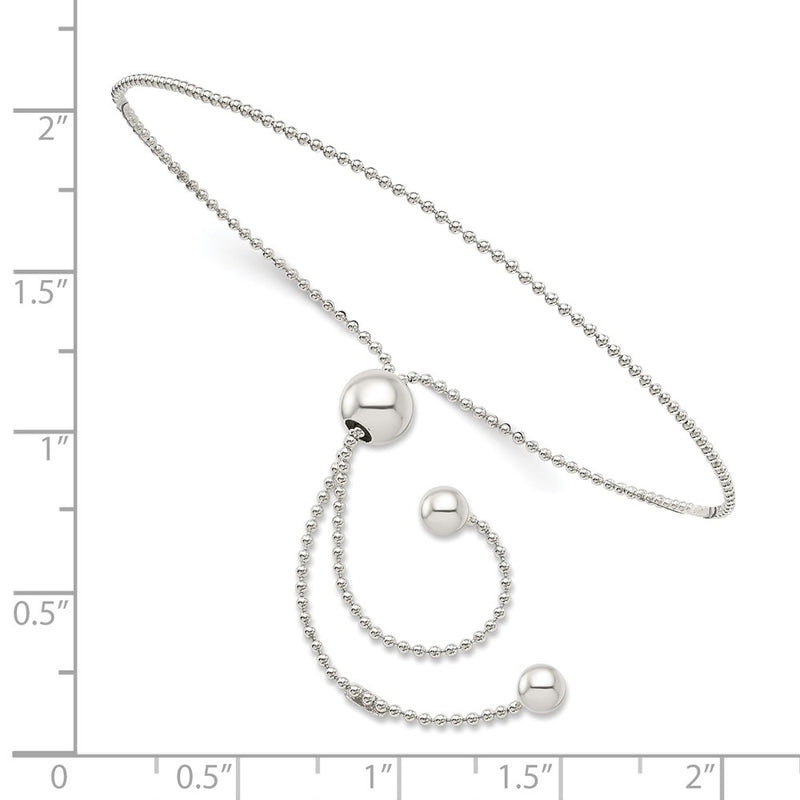 9.25 Inch Sterling Silver Beaded Adjustable Bracelet
