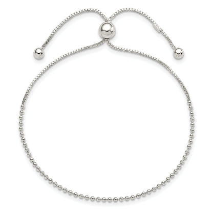 9.25 Inch Sterling Silver Beaded Adjustable Bracelet