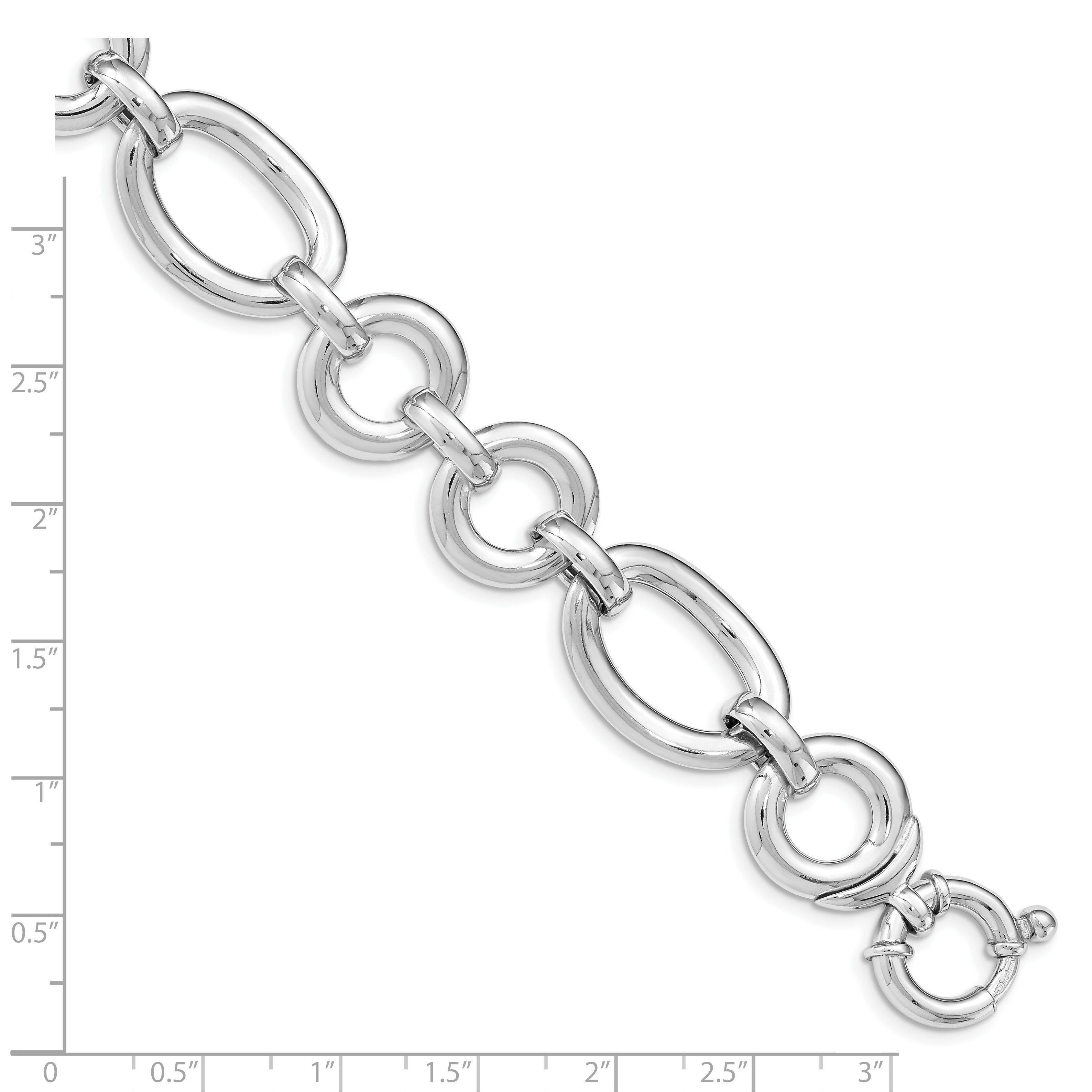 7.75 Inch Sterling Silver Rhodium Plated Polished Fancy Link Bracelet