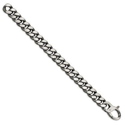 Sterling Silver Ruthenium/Antiqued Brushed Curb Link Chain Bracelet