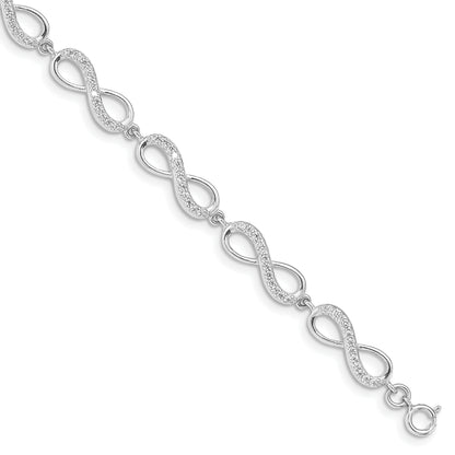 7 Inch Sterling Silver Rhodium Plated Cz Infinity Bracelet