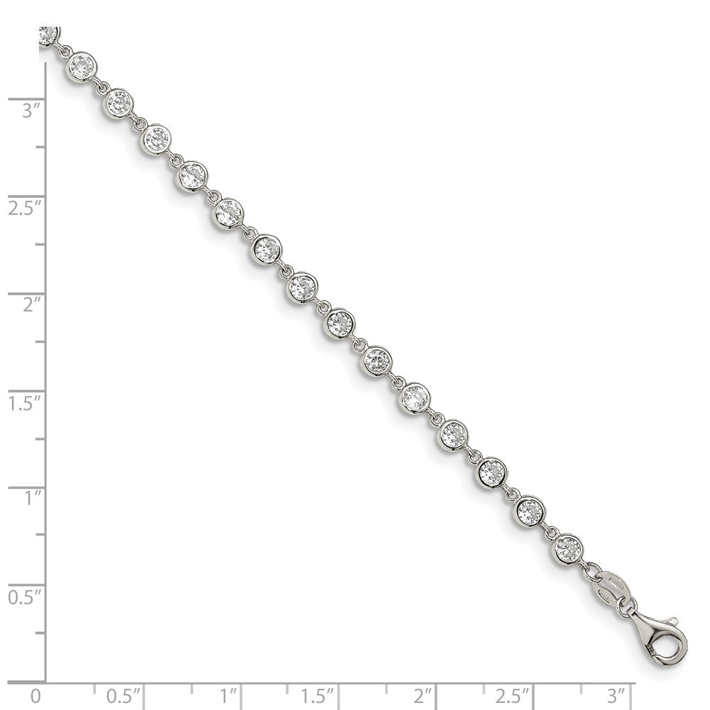 7 Inch Sterling Silver Rhodium-Plated W/ 1 In Ext. Cz Bracelet