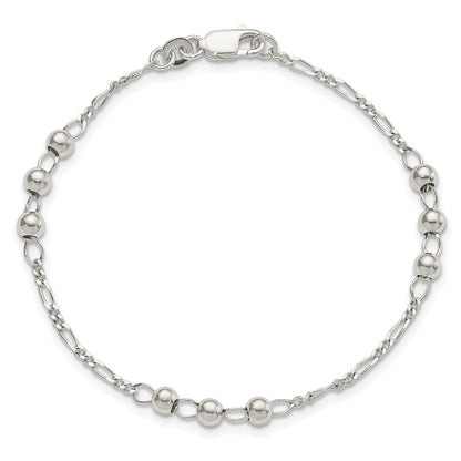 7 Inch Sterling Silver Diamond Cut Beaded Bracelet