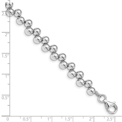 7 Inch Sterling Silver Rhodium-Plated Offset Beads W/1.25In. Ext. Bracelet
