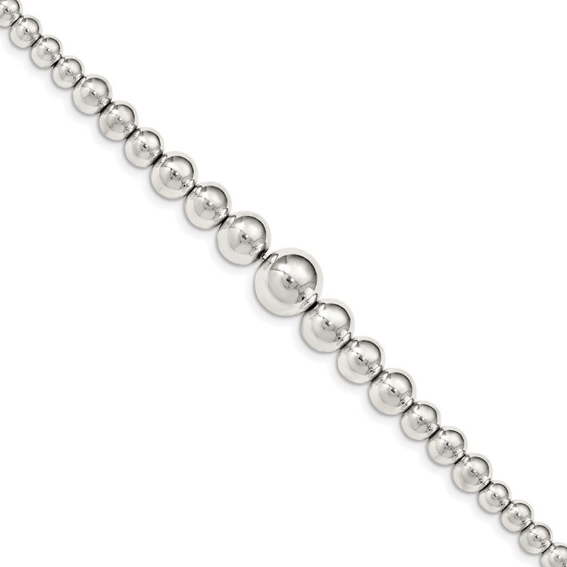 7.5 Inch Sterling Silver Polished Graduated Beads Bracelet