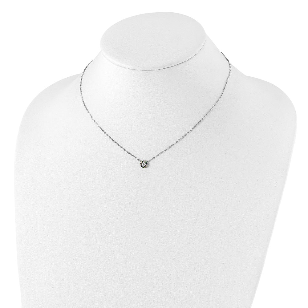 Sterling Silver Prizma Rhodium-Plated 16 Inch White And Colorful Cz Circle Necklace With 2 Extender