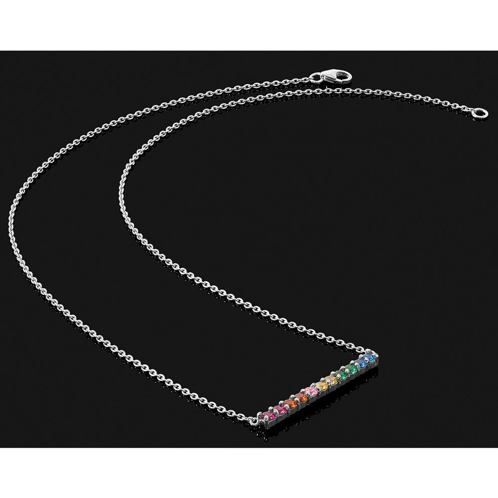 sterling-silver-prizma-rhodium-plated-18-inch-with-fancy-lobster-clasp-colorful-cz-bar-necklace
