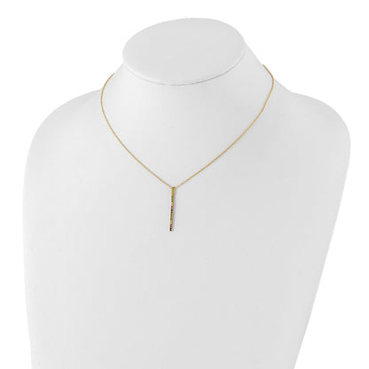 Sterling Silver Prizma Gold-Tone 14K Flash Gold-Plated 16 Inch Colorful Cz Vertical Bar Necklace With 2 Extender