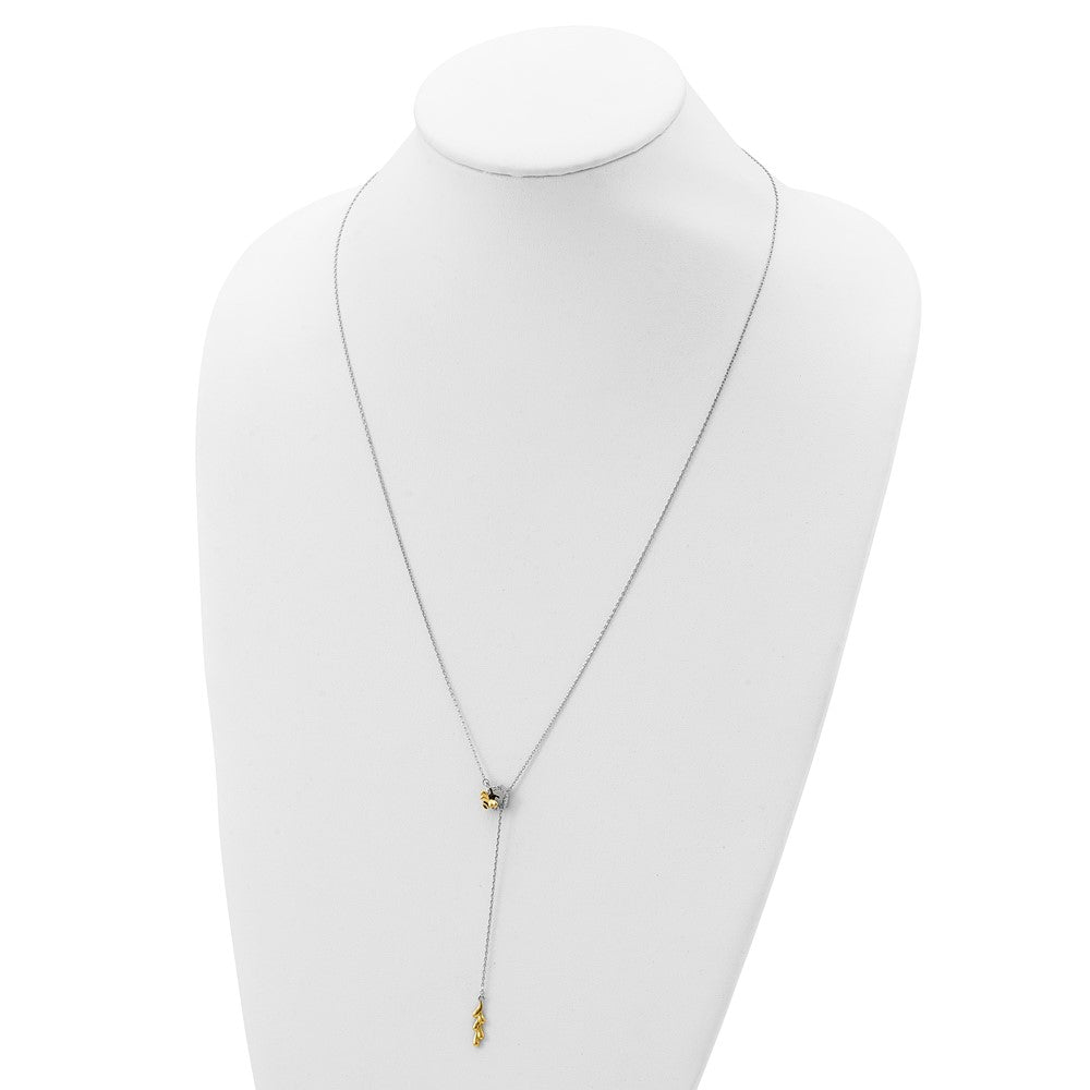 Sterling Silver Rhod-Plated & Gold-Tone Enmlbee Czs Adjustable Necklace
