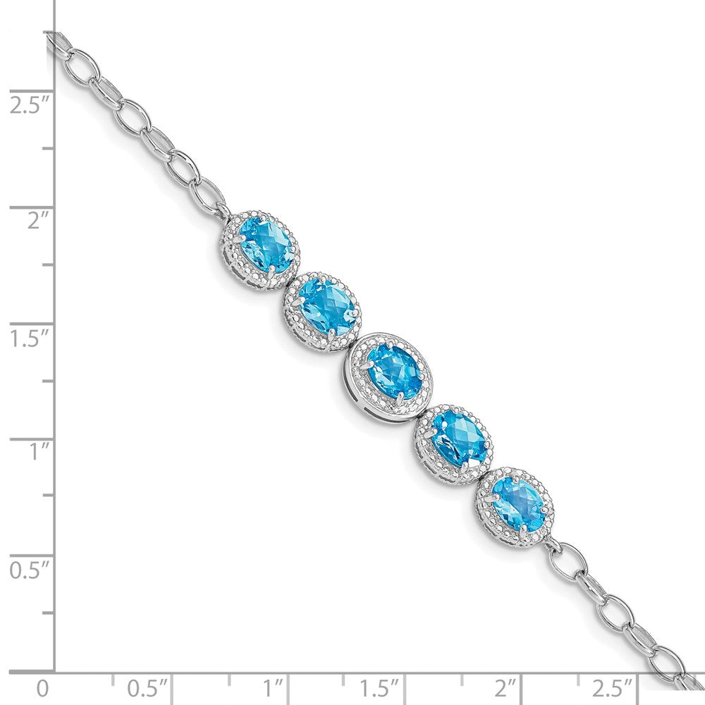 Sterling Silver Rhod-Plat Blue Topaz Bracelet