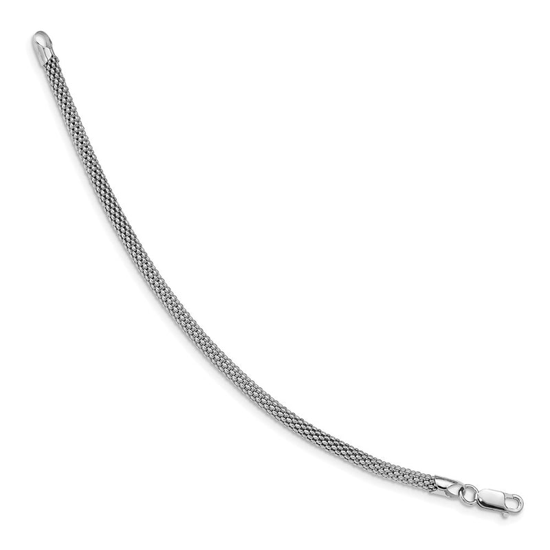 7.5 Inch Sterling Silver Rhodium-Plated 4.5mm Corona Chain Bracelet