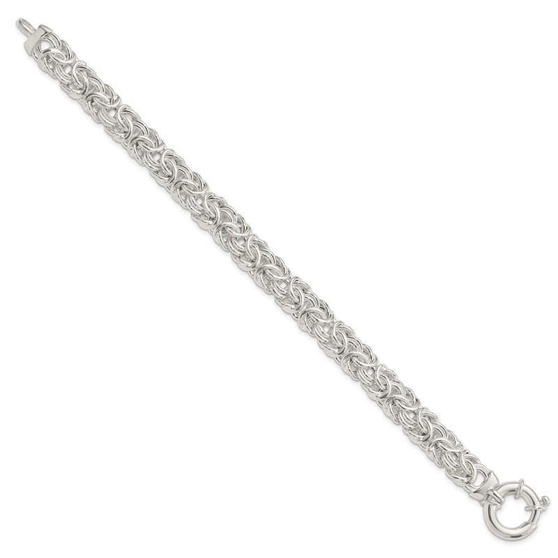8 Inch Sterling Silver Polished Byzantine Link Bracelet