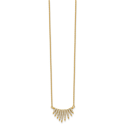 Ss/Gold Plated Sterling Silver Gold-Tone Cz Necklace