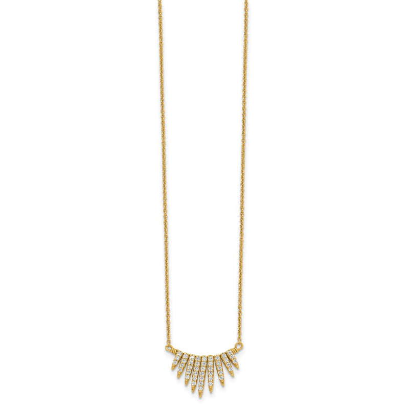 Ss/Gold Plated Sterling Silver Gold-Tone Cz Necklace