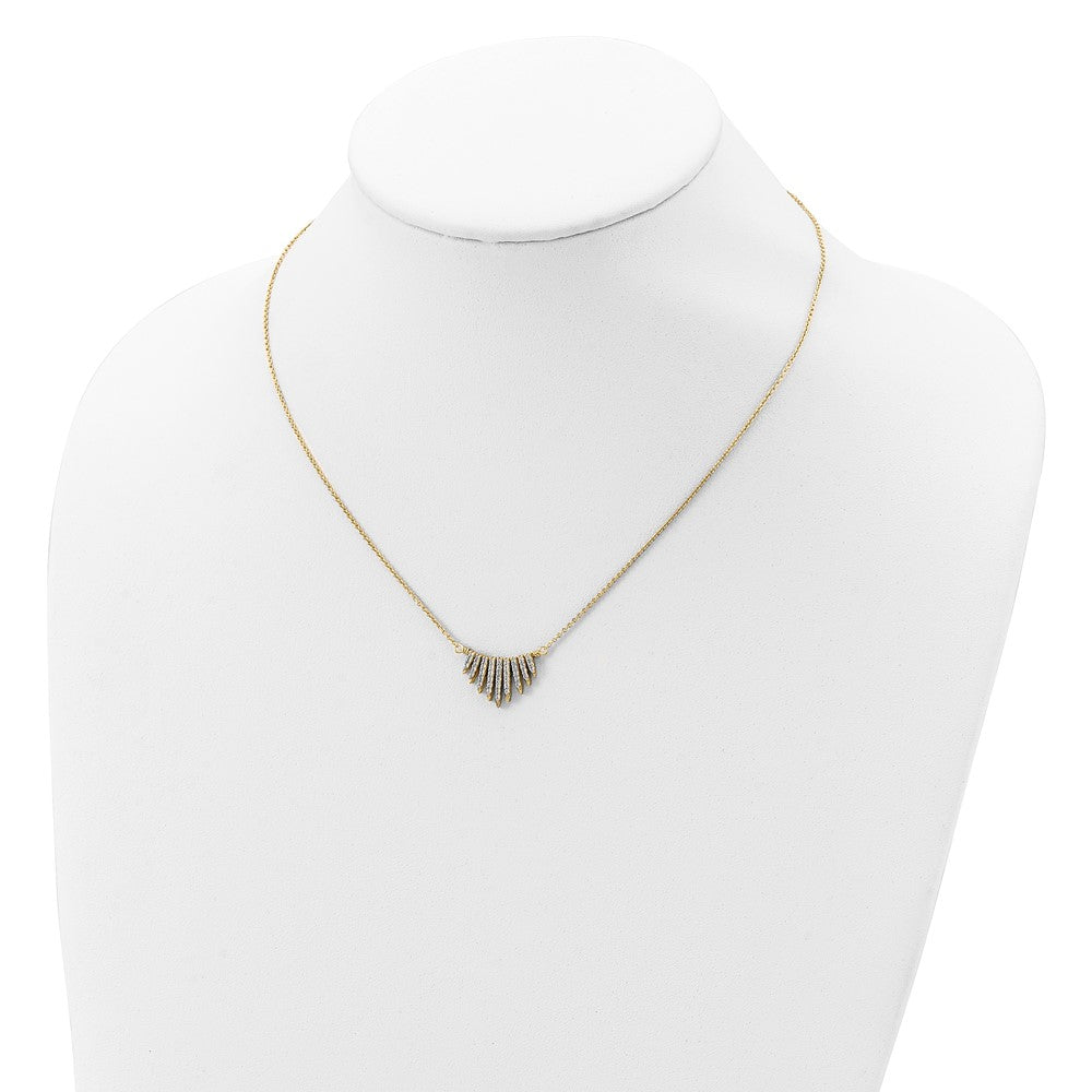 Ss/Gold Plated Sterling Silver Gold-Tone Cz Necklace