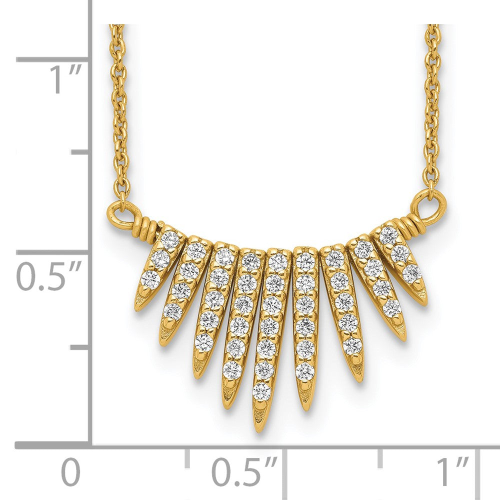 Ss/Gold Plated Sterling Silver Gold-Tone Cz Necklace