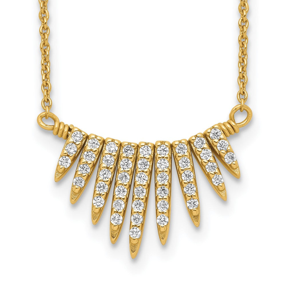 Ss/Gold Plated Sterling Silver Gold-Tone Cz Necklace