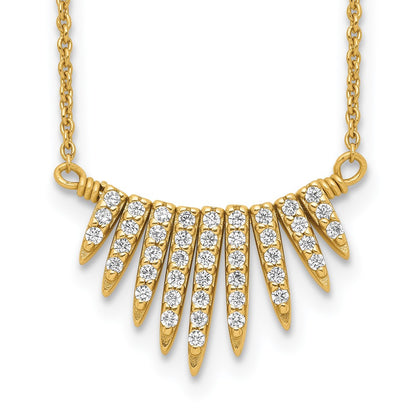 Ss/Gold Plated Sterling Silver Gold-Tone Cz Necklace