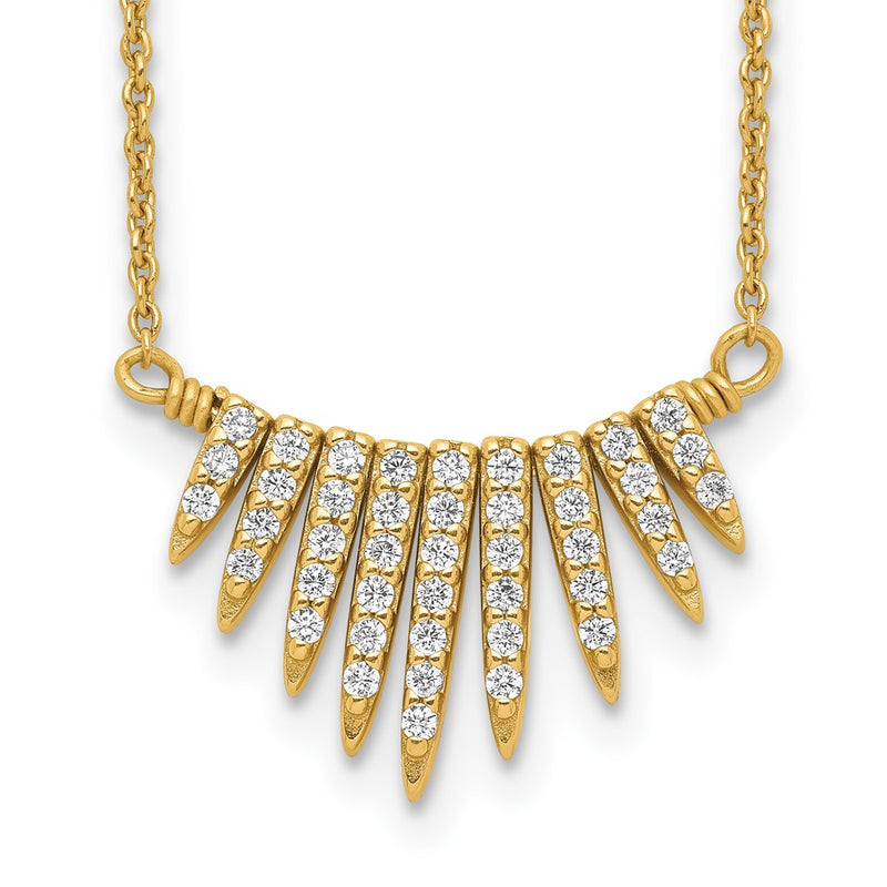 Ss/Gold Plated Sterling Silver Gold-Tone Cz Necklace