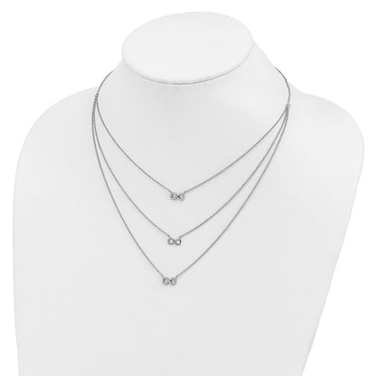 Sterling Silver Rhod-Plated 3-Strand Cz Infinity W/2In Ext. Necklace