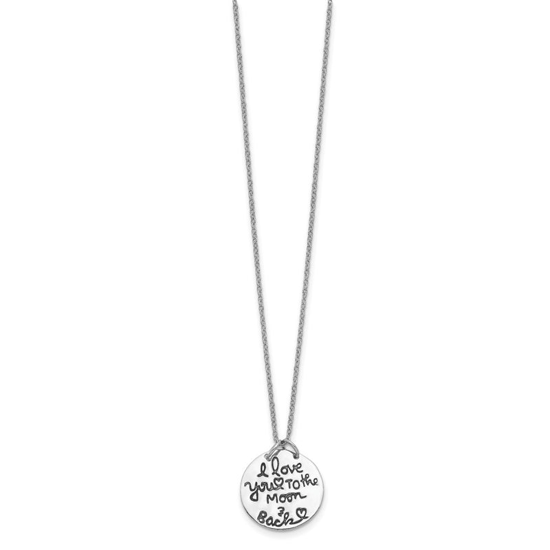 Sterling Silver Rhodium-Plated Antiqued Moon And Back Necklace