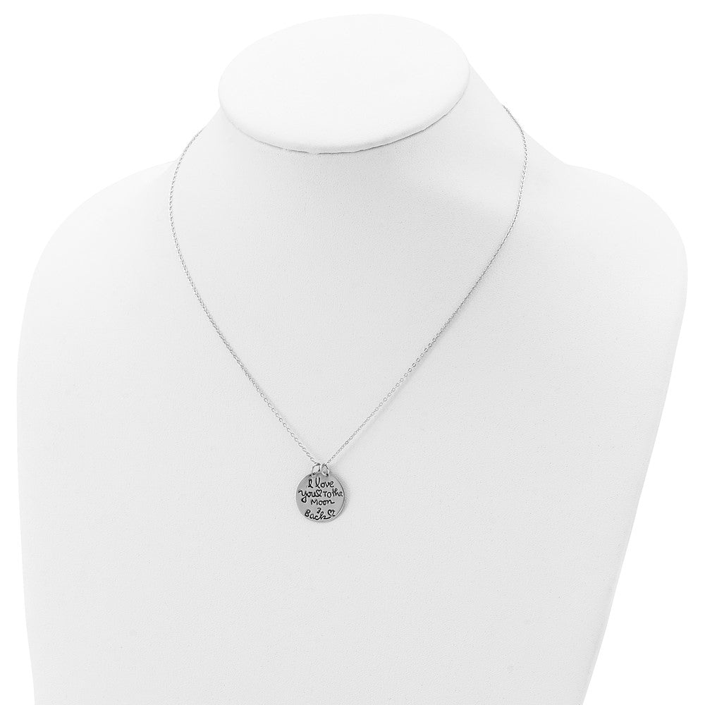 Sterling Silver Rhodium-Plated Antiqued Moon And Back Necklace