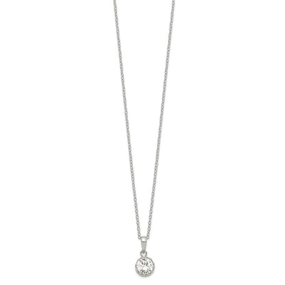 Sterling Silver Rhodium-Plated Polished Cz Necklace