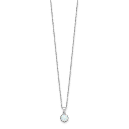 Sterling Silver Rhodium-Plated Polished Created Opal Necklace