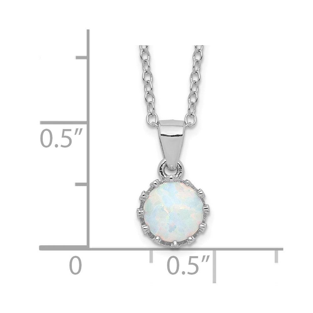 Sterling Silver Rhodium-Plated Polished Created Opal Necklace