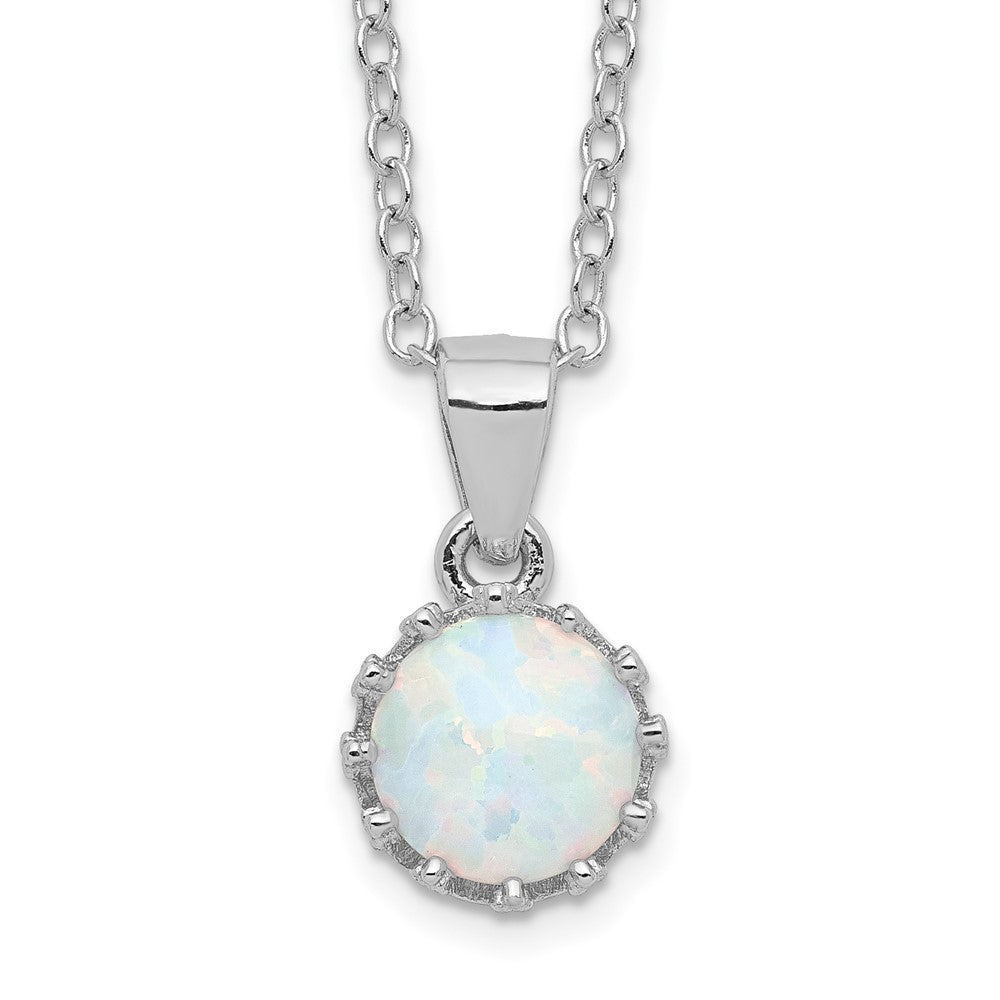Sterling Silver Rhodium-Plated Polished Created Opal Necklace