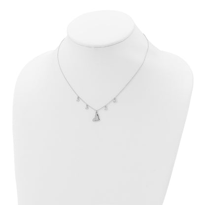 Sterling Silver Rhodium-Plated Cz Love Heart W/2In Ext Necklace
