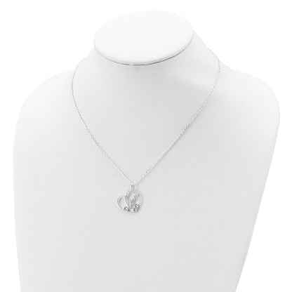 Sterling Silver Cz Love Heart Necklace