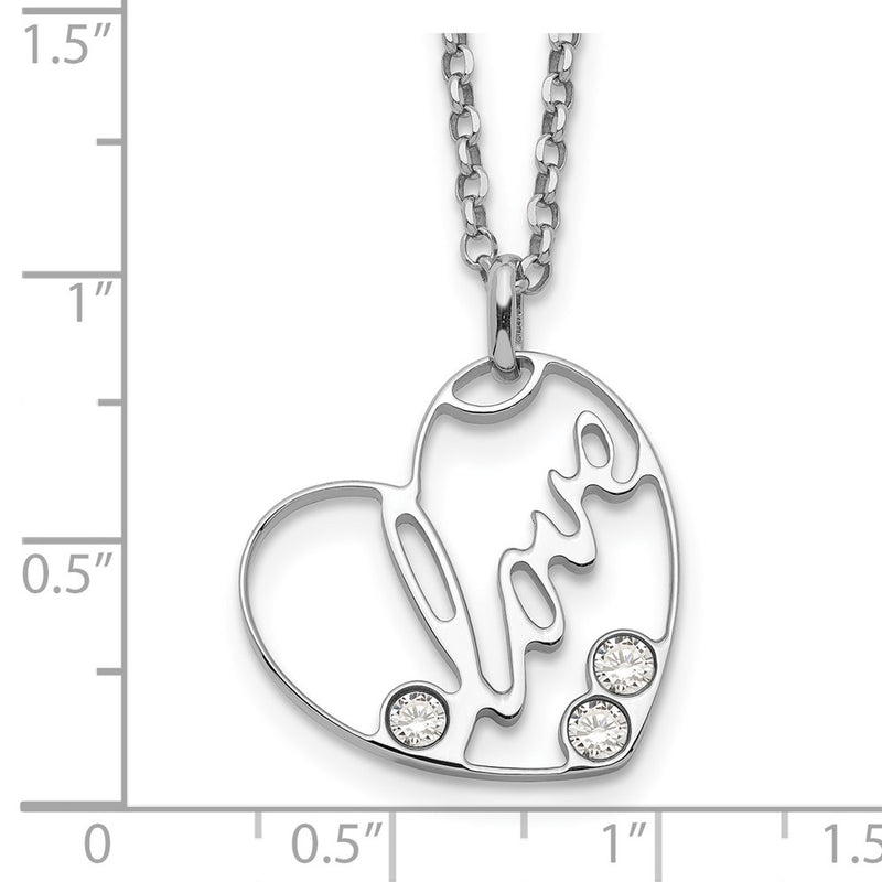 Sterling Silver Cz Love Heart Necklace
