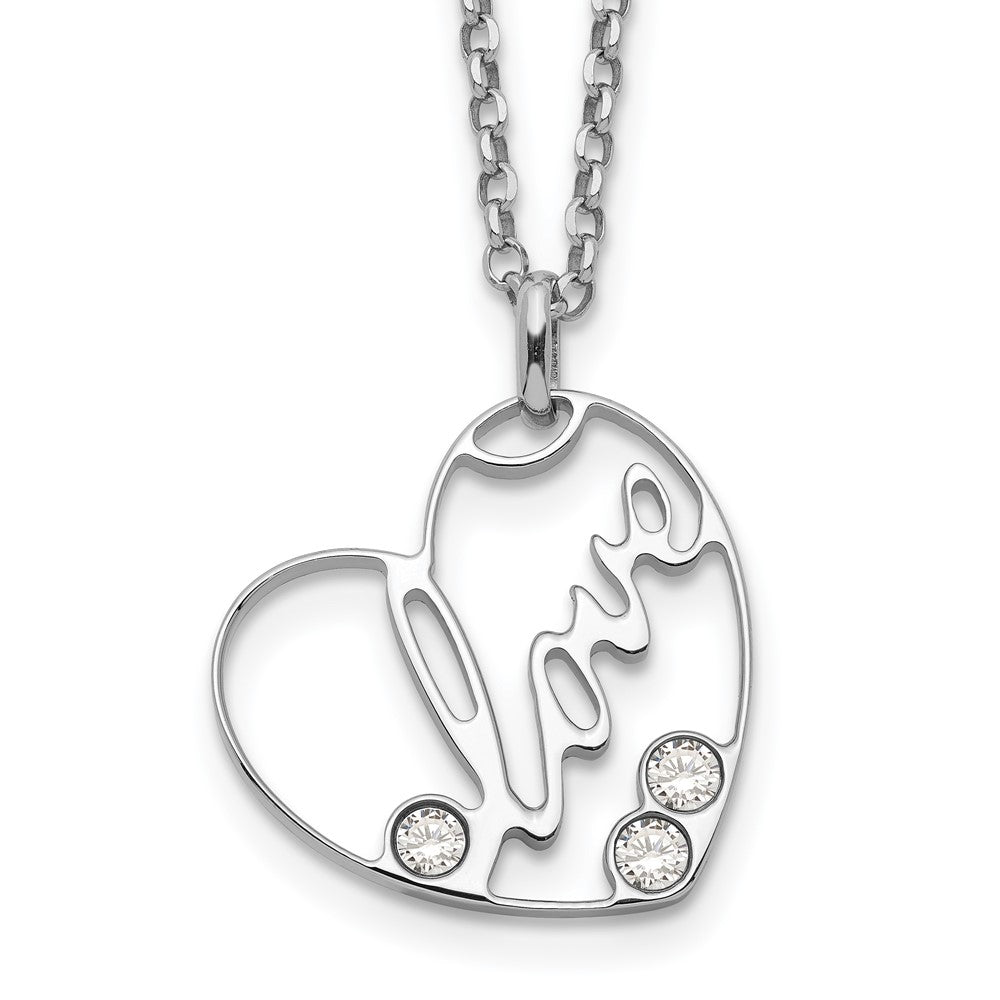 Sterling Silver Cz Love Heart Necklace