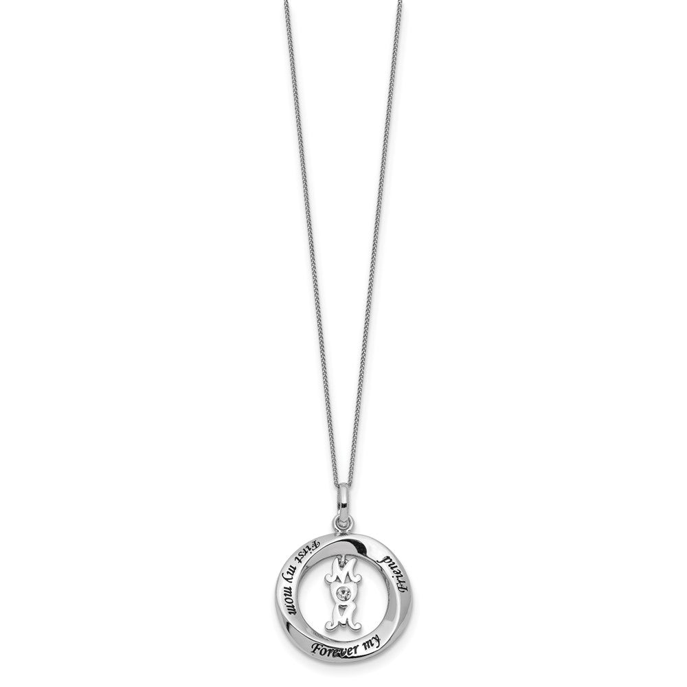 Sterling Silver Cz First My Mom, Forever Friend Necklace