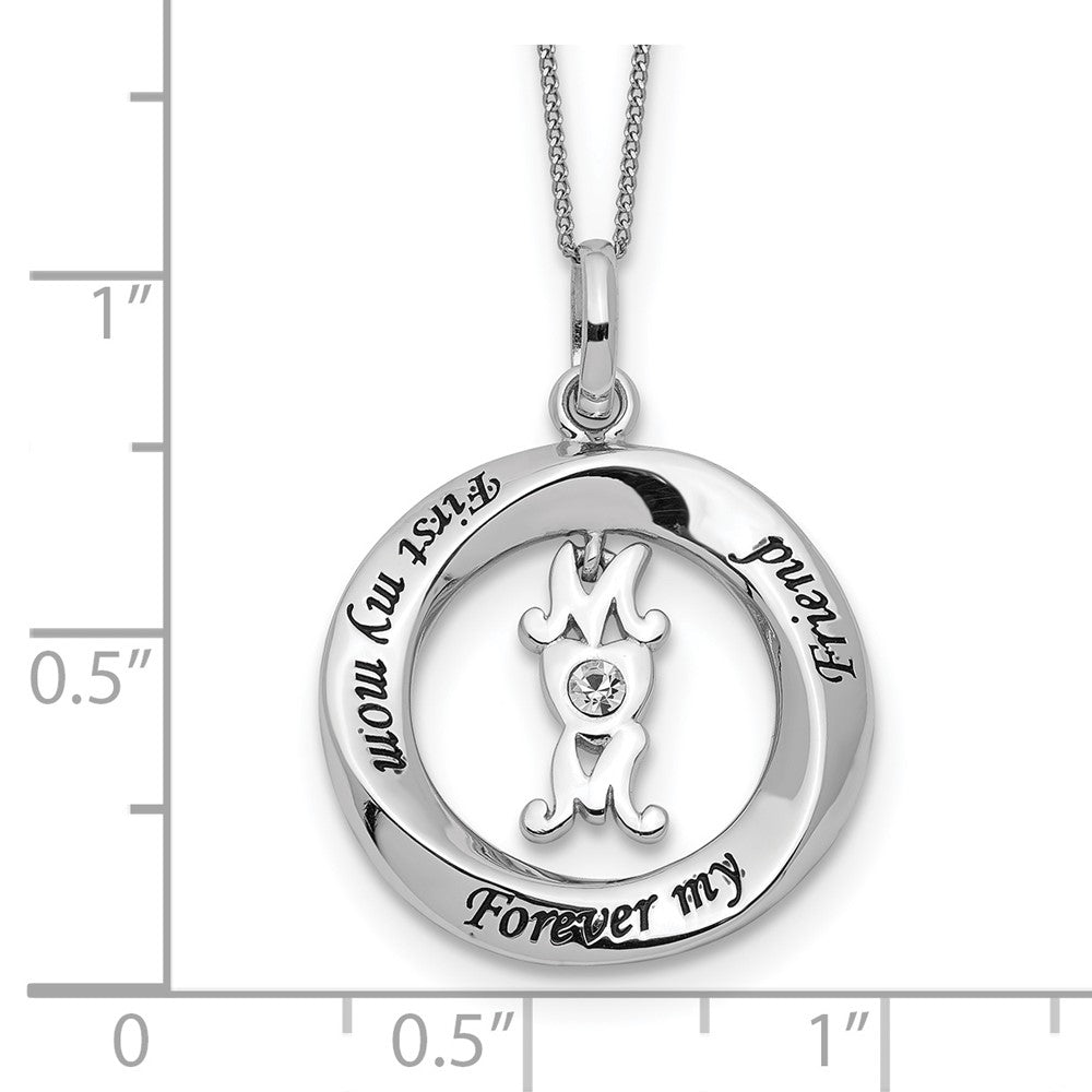 Sterling Silver Cz First My Mom, Forever Friend Necklace