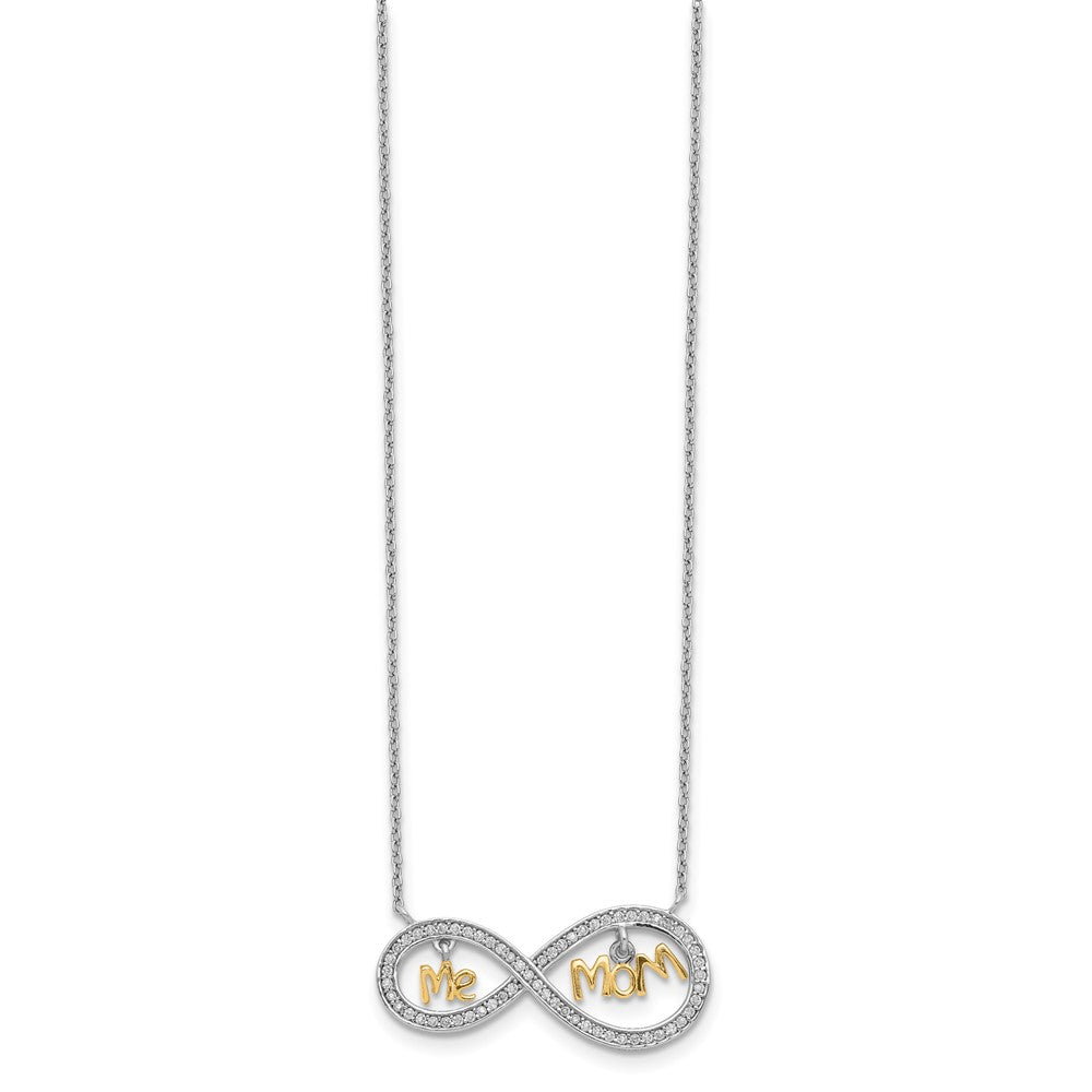 Ss/Gold Plated Sterling Silver Gold-Plated Mom And Me Cz Infinity Necklace