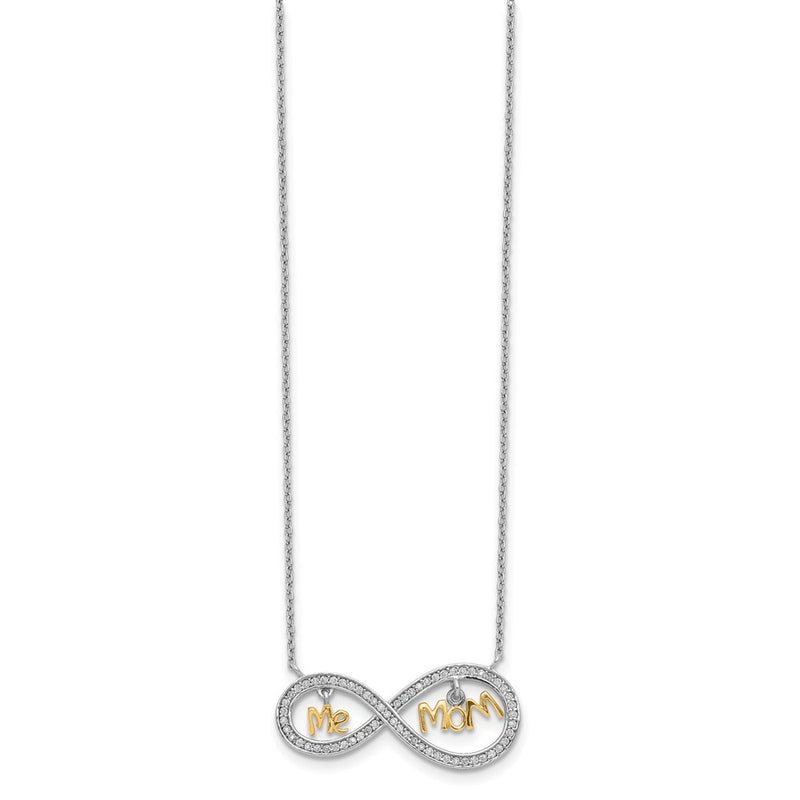 Ss/Gold Plated Sterling Silver Gold-Plated Mom And Me Cz Infinity Necklace