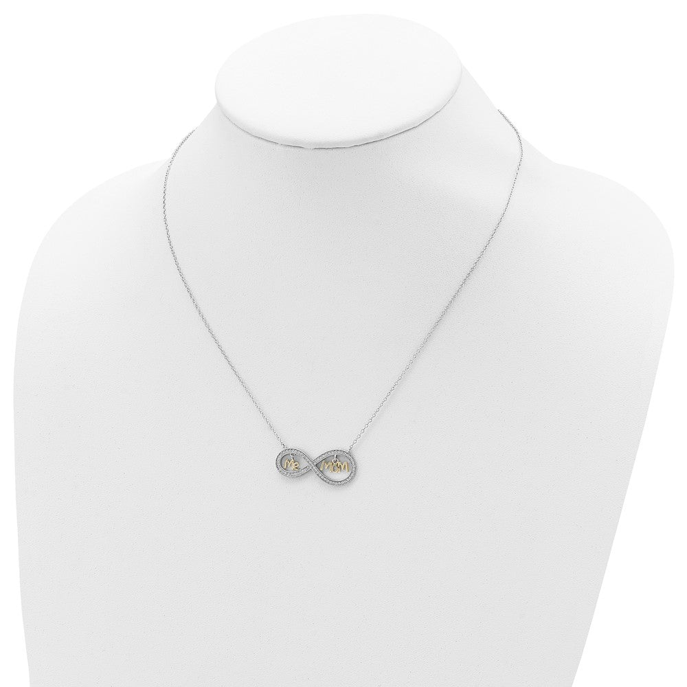 Ss/Gold Plated Sterling Silver Gold-Plated Mom And Me Cz Infinity Necklace