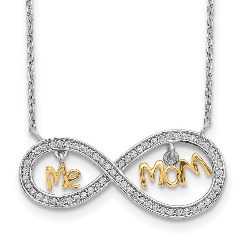 Ss/Gold Plated Sterling Silver Gold-Plated Mom And Me Cz Infinity Necklace