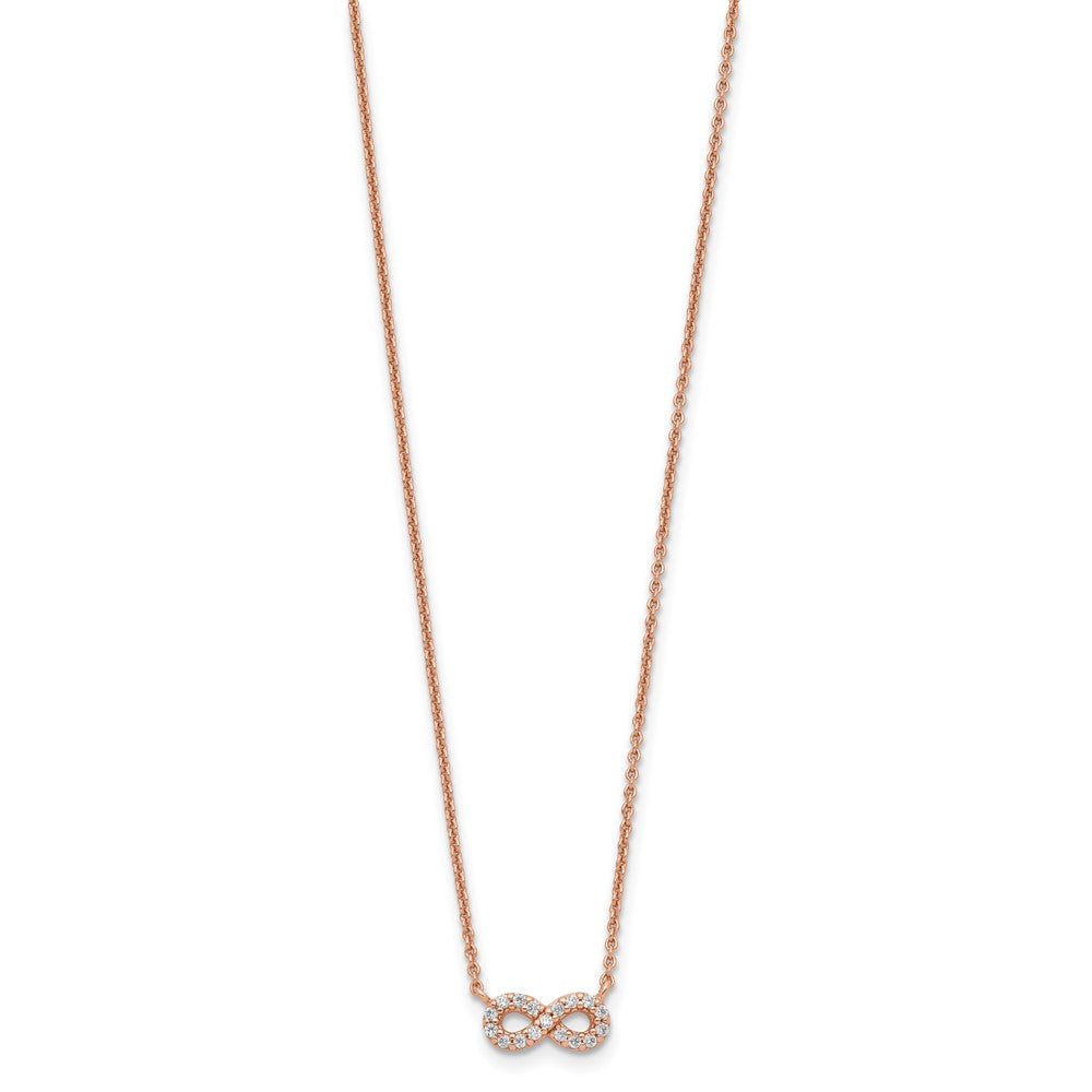 Sterling Silver Rose-Tone Cz Infinity Necklace
