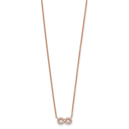 Sterling Silver Rose-Tone Cz Infinity Necklace
