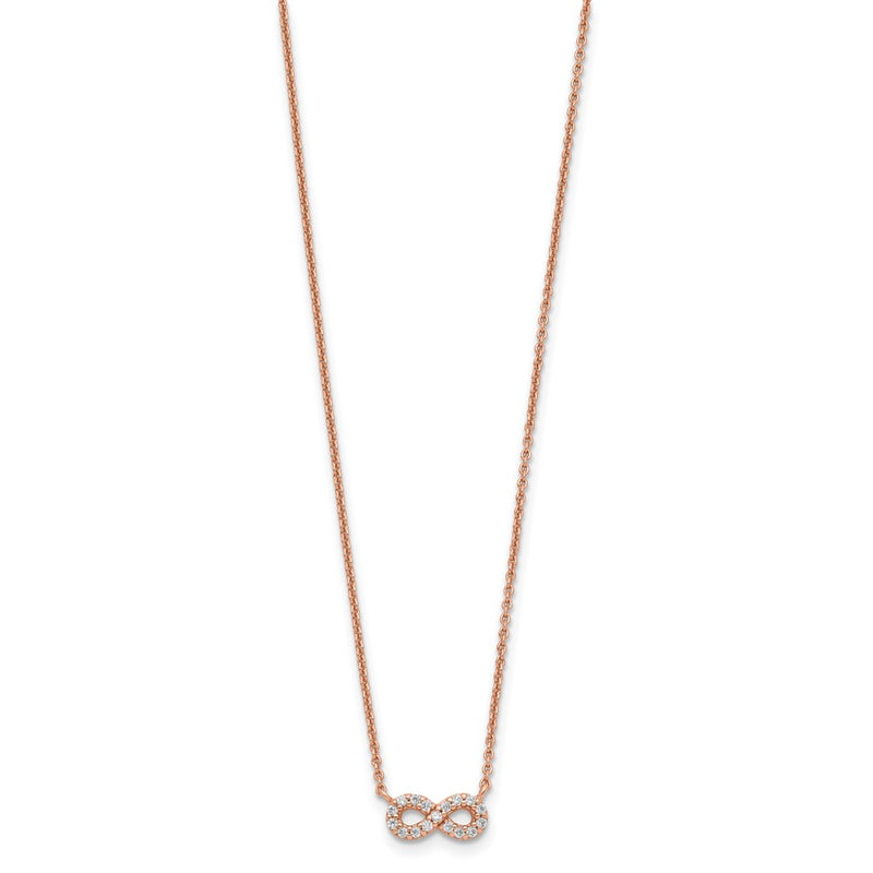 Sterling Silver Rose-Tone Cz Infinity Necklace