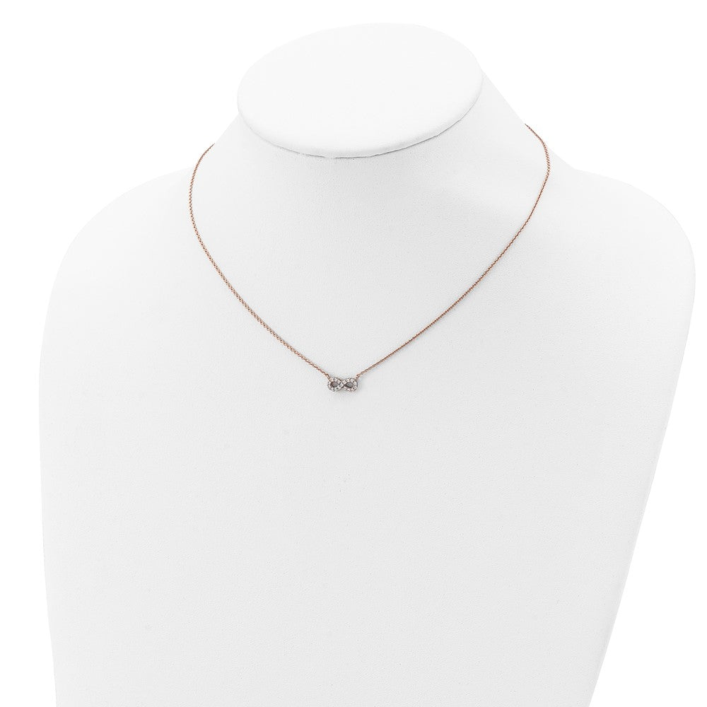 Sterling Silver Rose-Tone Cz Infinity Necklace