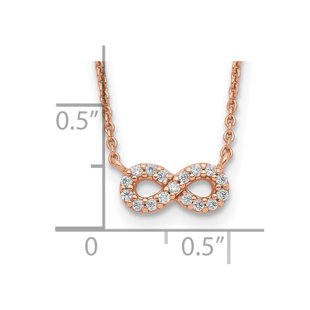 Sterling Silver Rose-Tone Cz Infinity Necklace