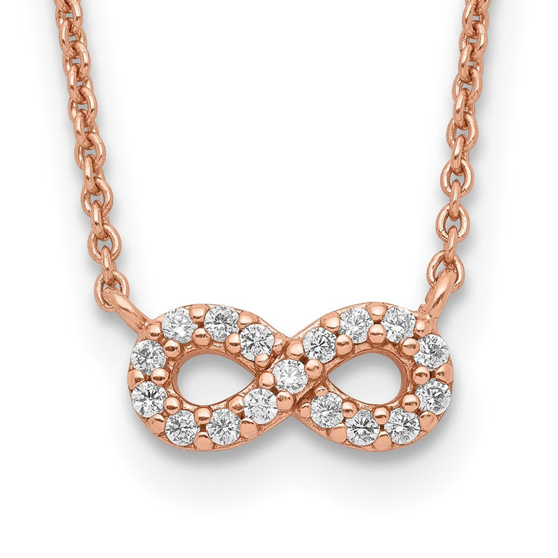 Sterling Silver Rose-Tone Cz Infinity Necklace