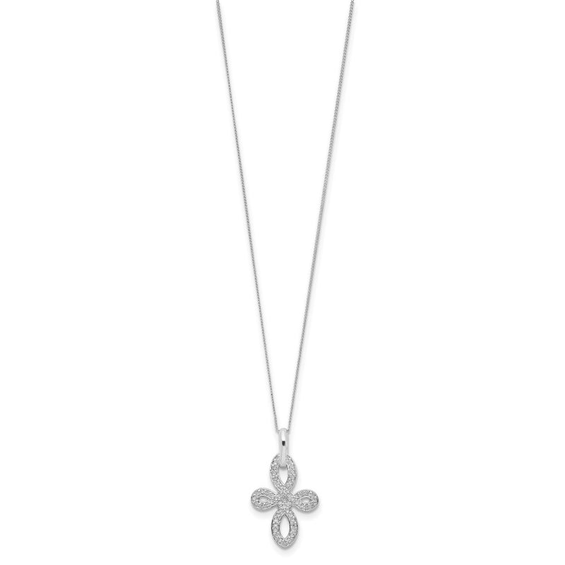 Sterling Silver Cz Cross Necklace