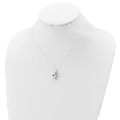 Sterling Silver Cz Cross Necklace