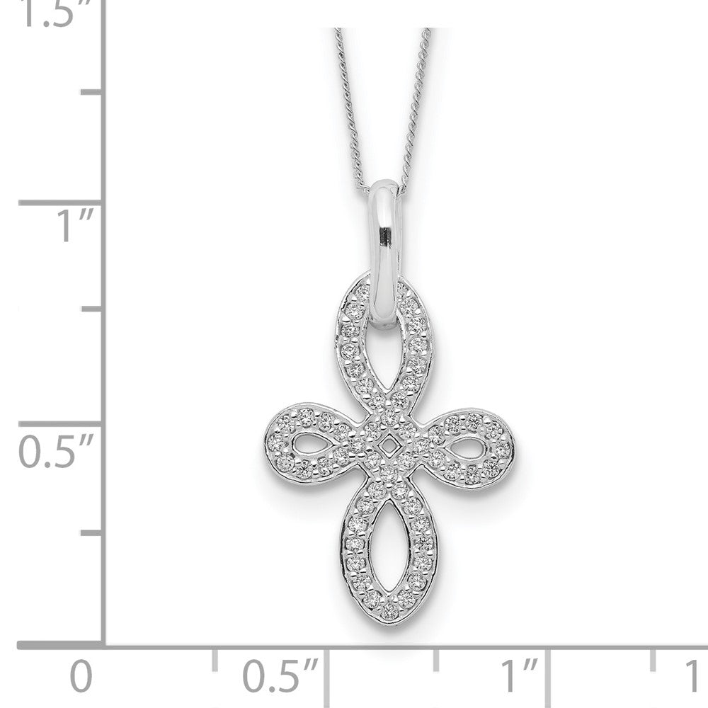 Sterling Silver Cz Cross Necklace