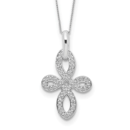Sterling Silver Cz Cross Necklace